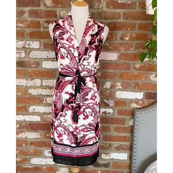 Joseph Ribkoff Sleeveless Vanilla Multi Color Shift Dress Size 6 - Picture 3 of 10